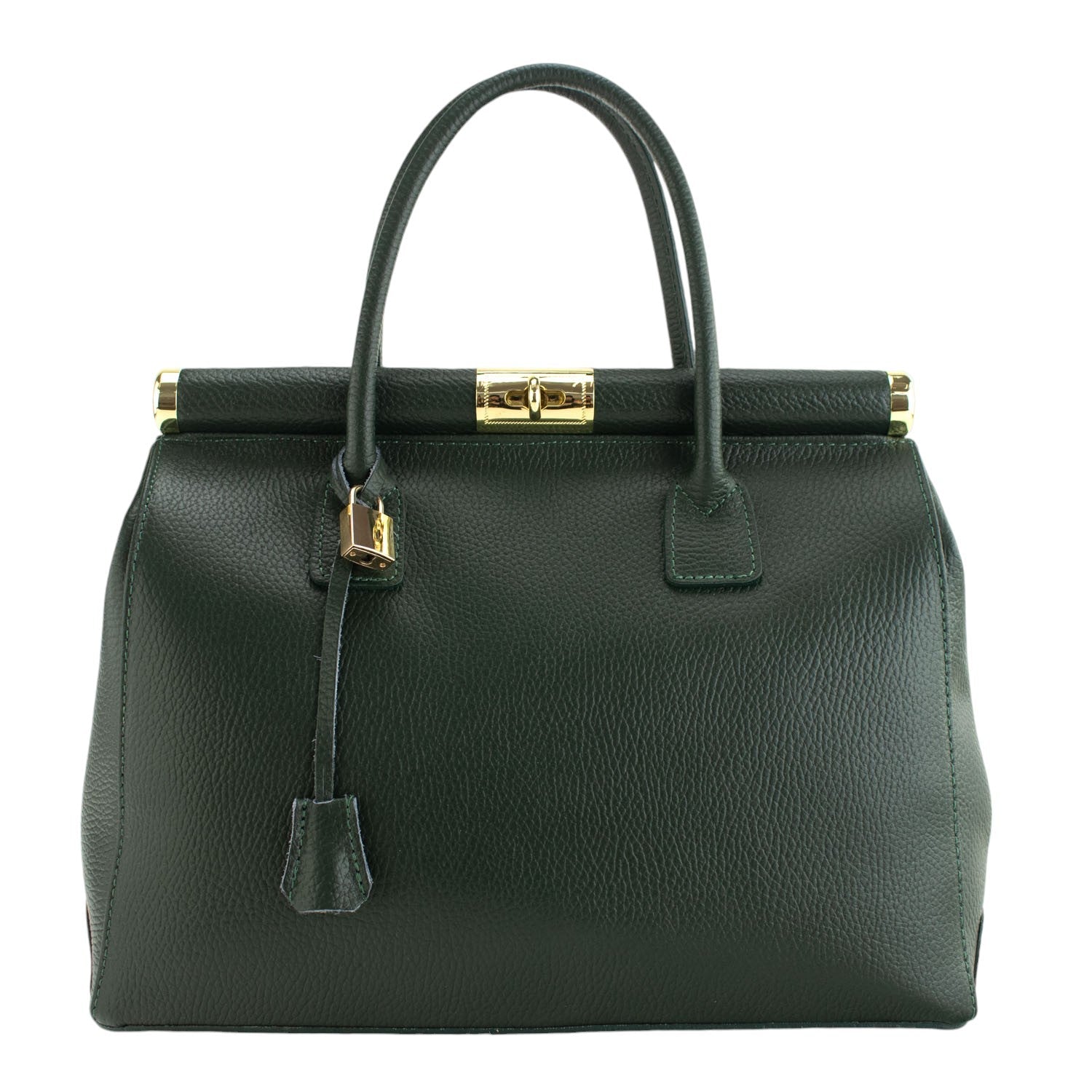 Bolso de mano en Piel Pregato Classic Verde oliva oscuro - KimondoShop