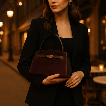 Bolso de mano en piel Pregato Nuit Ante Burdeos - KimondoShop