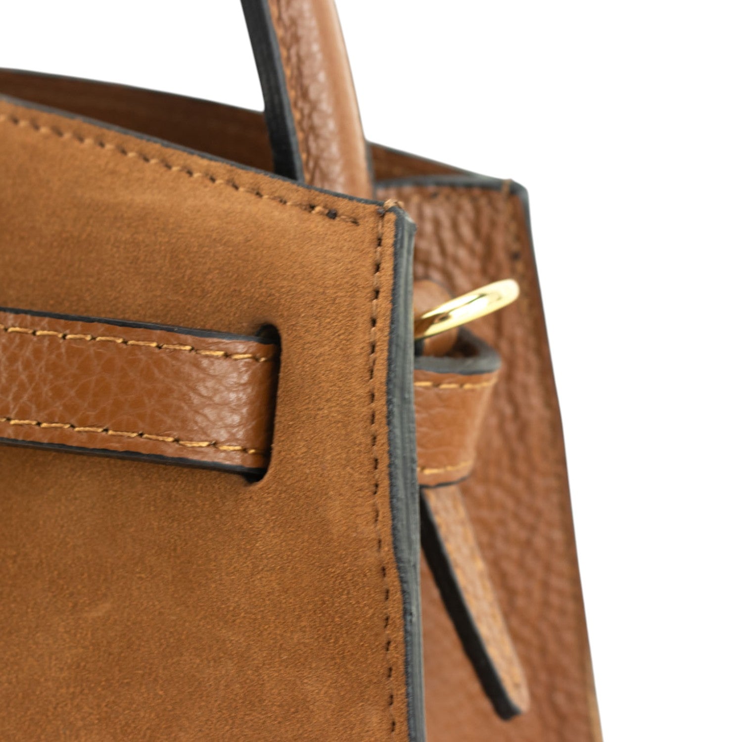 Bolso de mano en piel Pregato Nuit Ante Camel - KimondoShop