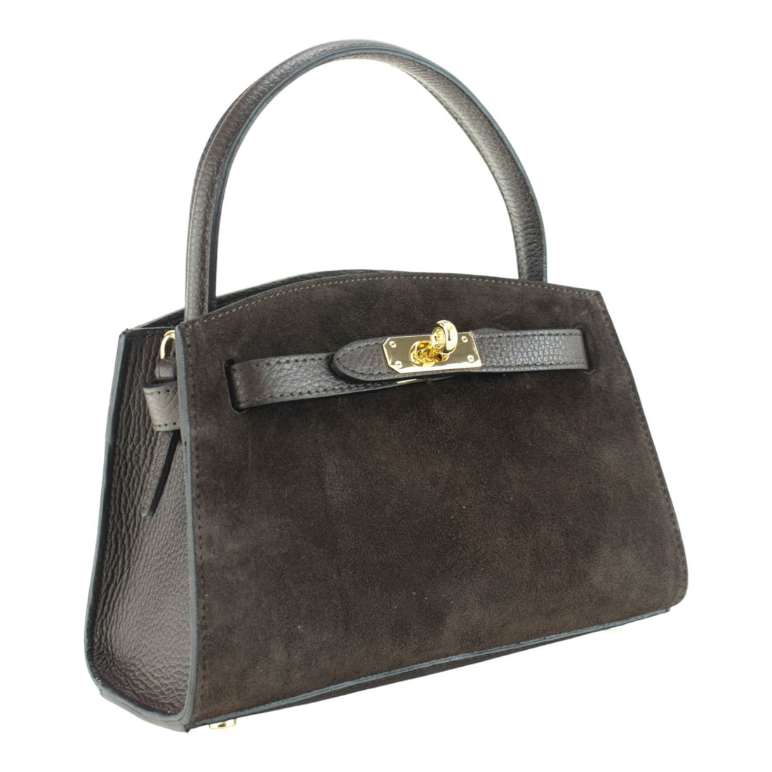 Bolso de mano en piel Pregato Nuit Ante Chocolate - KimondoShop