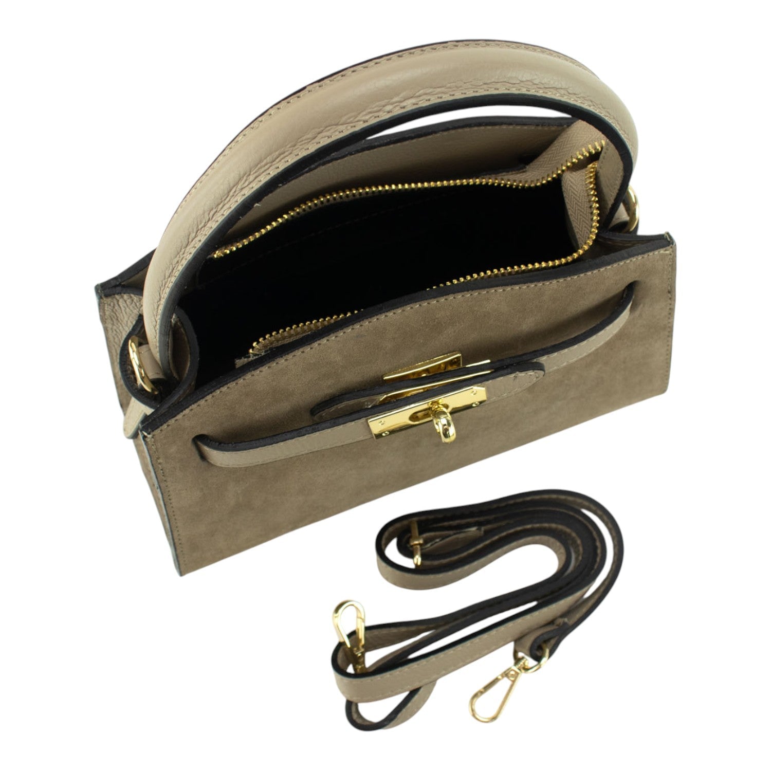 Bolso de mano en piel Pregato Nuit Ante Taupe - KimondoShop