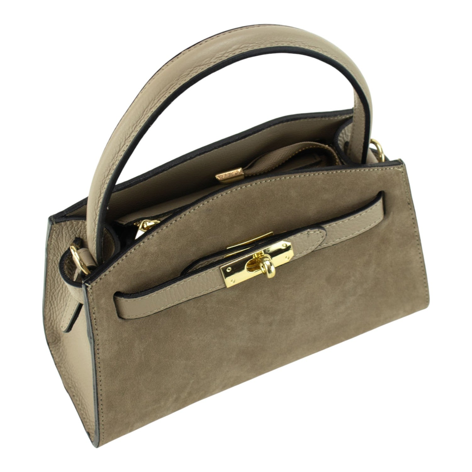 Bolso de mano en piel Pregato Nuit Ante Taupe - KimondoShop