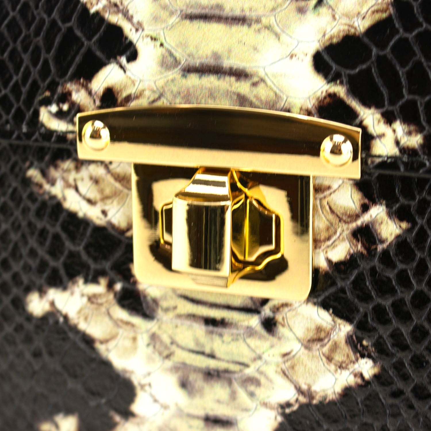 Bolso de mano Piel Pregato Gekko Beige Negro - KimondoShop