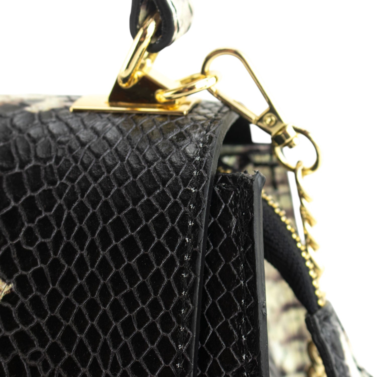 Bolso de mano Piel Pregato Gekko Beige Negro - KimondoShop