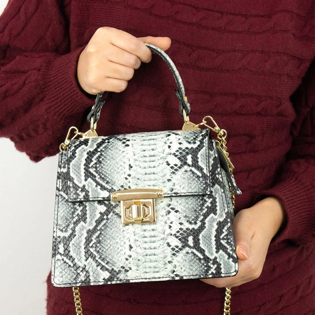 Bolso de mano Piel Pregato Gekko Gris - KimondoShop