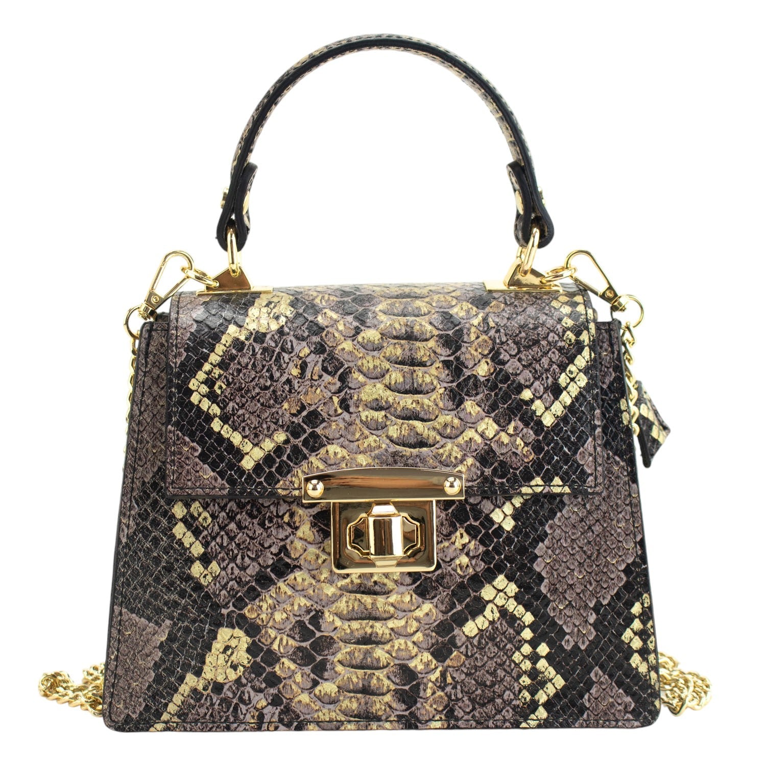 Bolso de mano Piel Pregato Gekko Marrón Dorado - KimondoShop