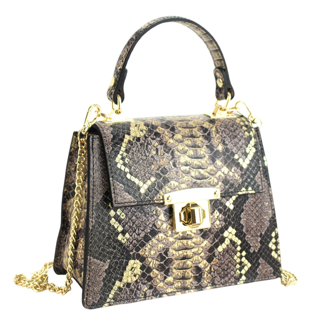 Bolso de mano Piel Pregato Gekko Marrón Dorado - KimondoShop