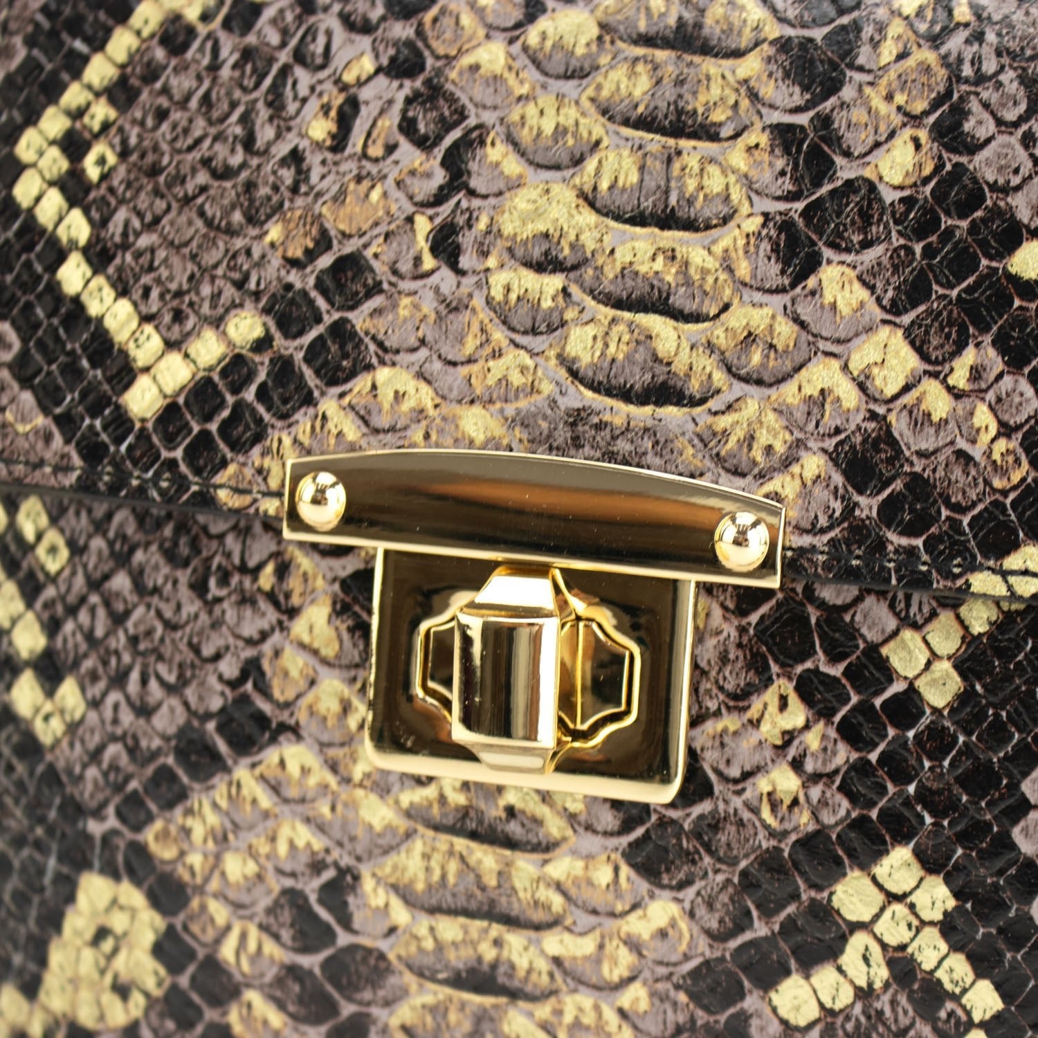 Bolso de mano Piel Pregato Gekko Marrón Dorado - KimondoShop