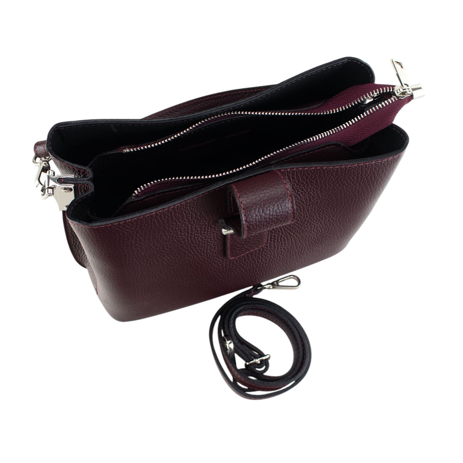 Bolso de Piel Pregato Eterea Granate oscuro - KimondoShop