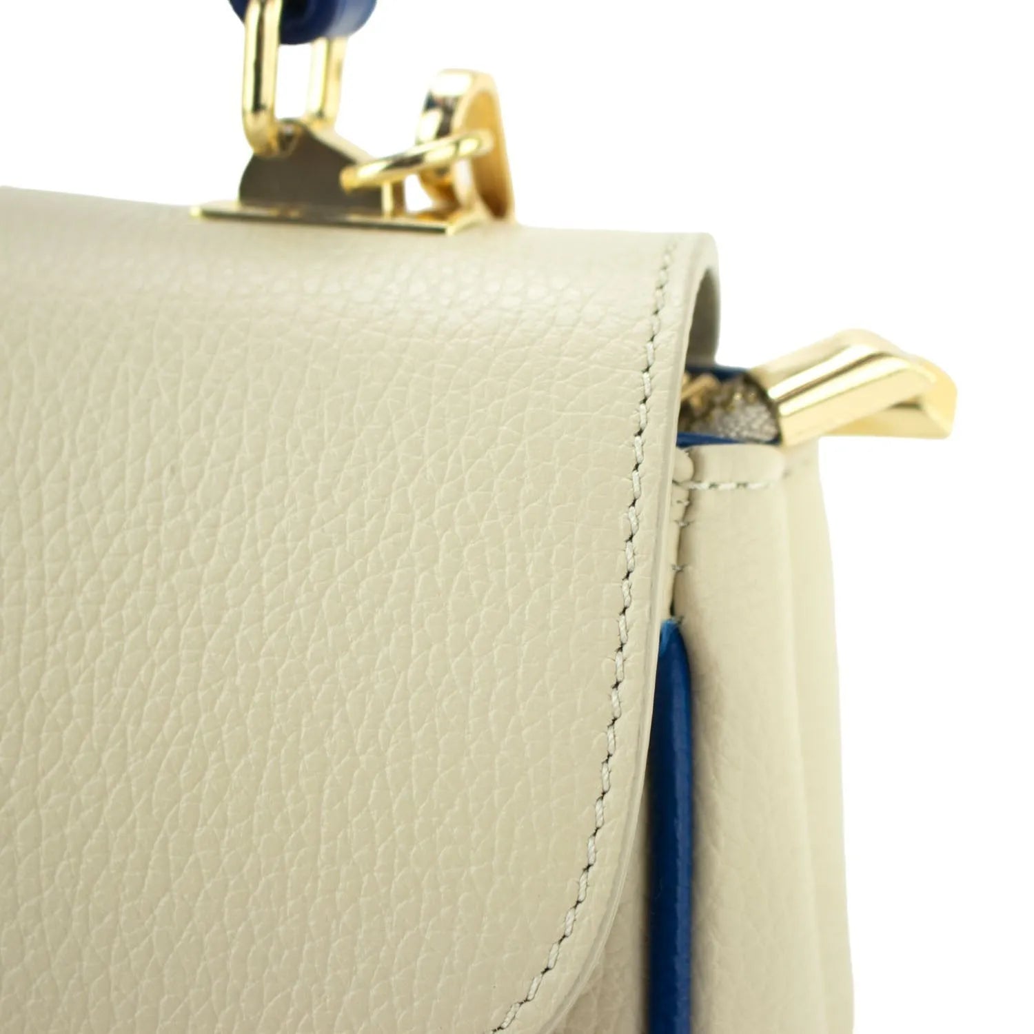 Bolso de Piel Pregato Idillio Bicolor Azul Beige - KimondoShop