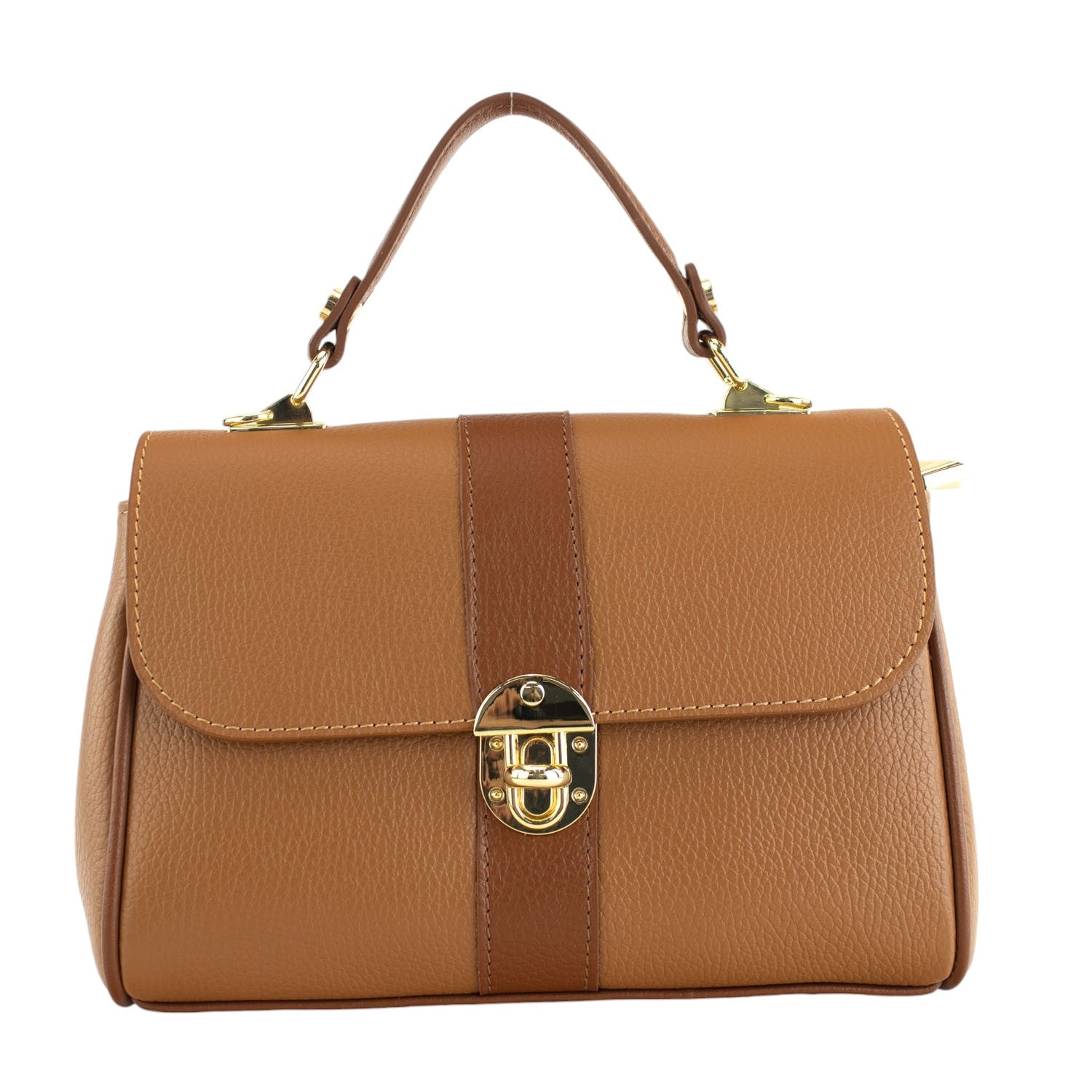 Bolso de Piel Pregato Idillio Bicolor Camel Marrón - KimondoShop