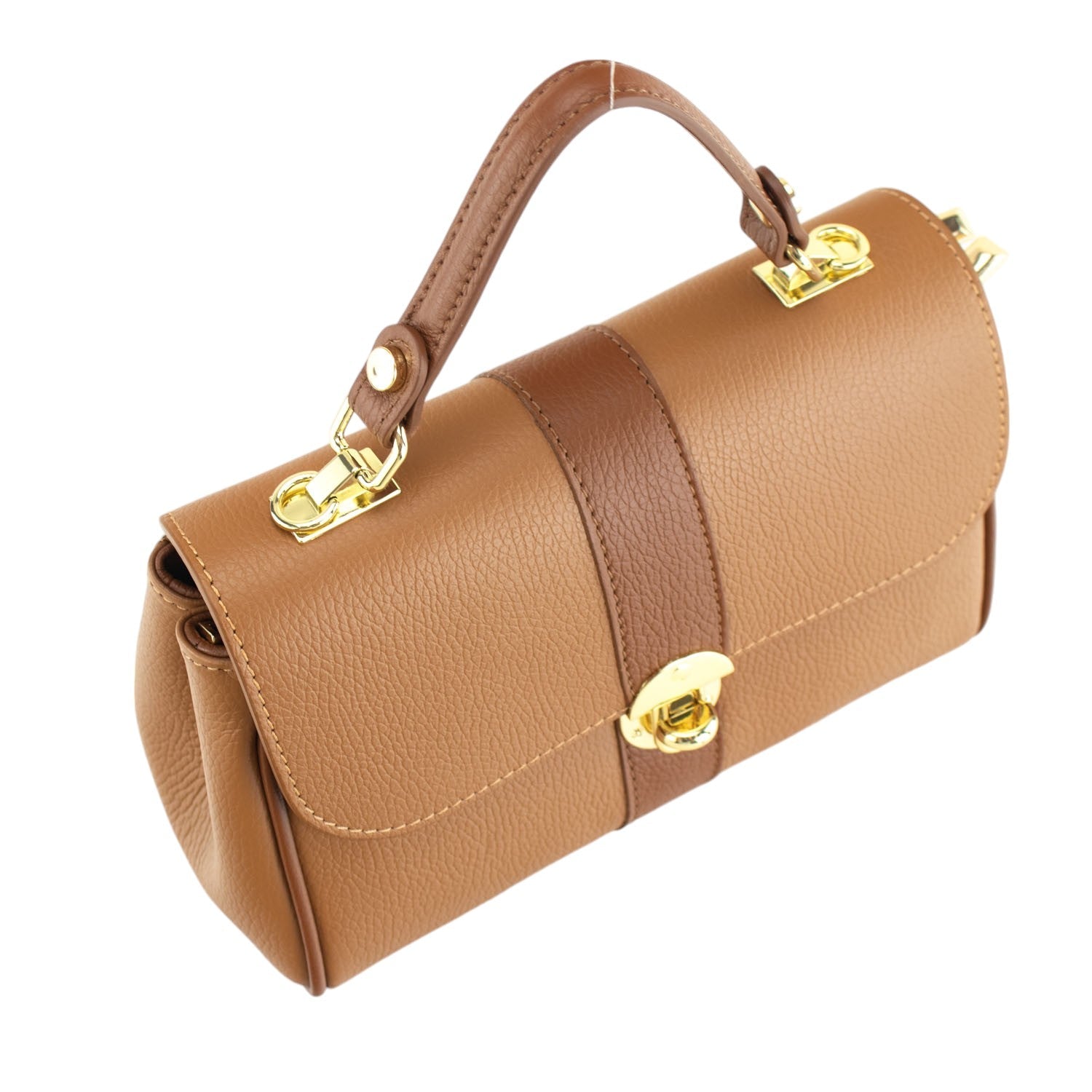 Bolso de Piel Pregato Idillio Bicolor Camel Marrón - KimondoShop