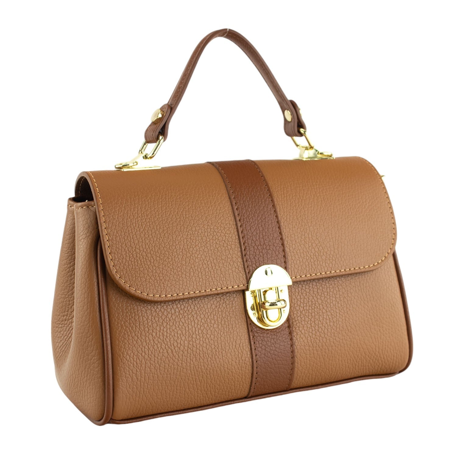 Bolso de Piel Pregato Idillio Bicolor Camel Marrón - KimondoShop