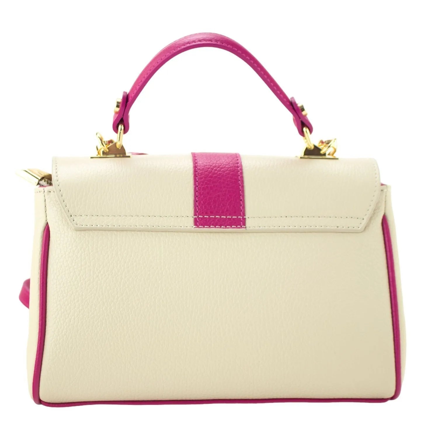 Bolso de Piel Pregato Idillio Bicolor Fucsia Beige - KimondoShop