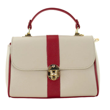 Bolso de Piel Pregato Idillio Bicolor Rojo Beige - KimondoShop