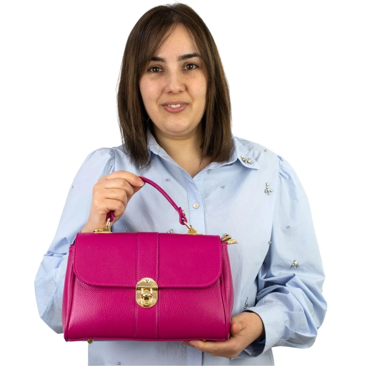 Bolso de Piel Pregato Idillio Fucsia - KimondoShop