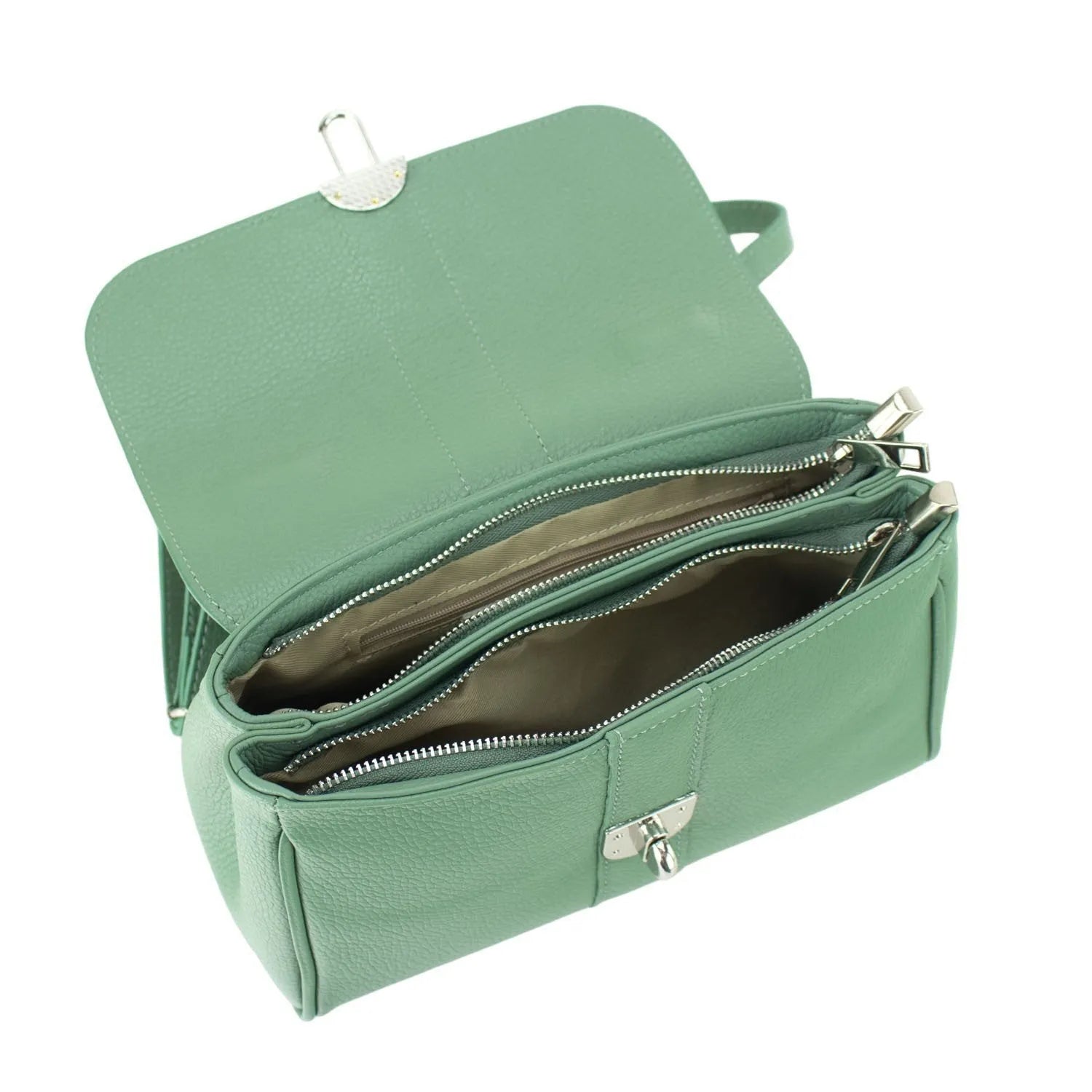 Bolso de Piel Pregato Idillio Verde Aguamarina H Plateado - KimondoShop