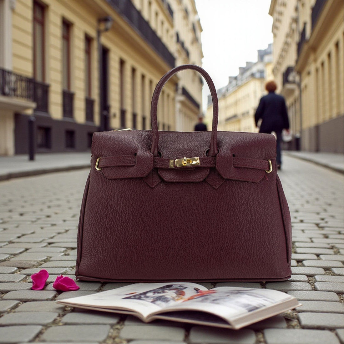 Bolso de Piel Pregato Juliette Burdeos - KimondoShop