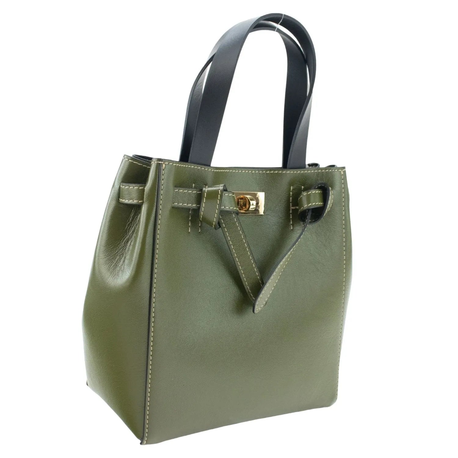 Bolso de Piel Pregato Nuvola Verde - Negro - KimondoShop