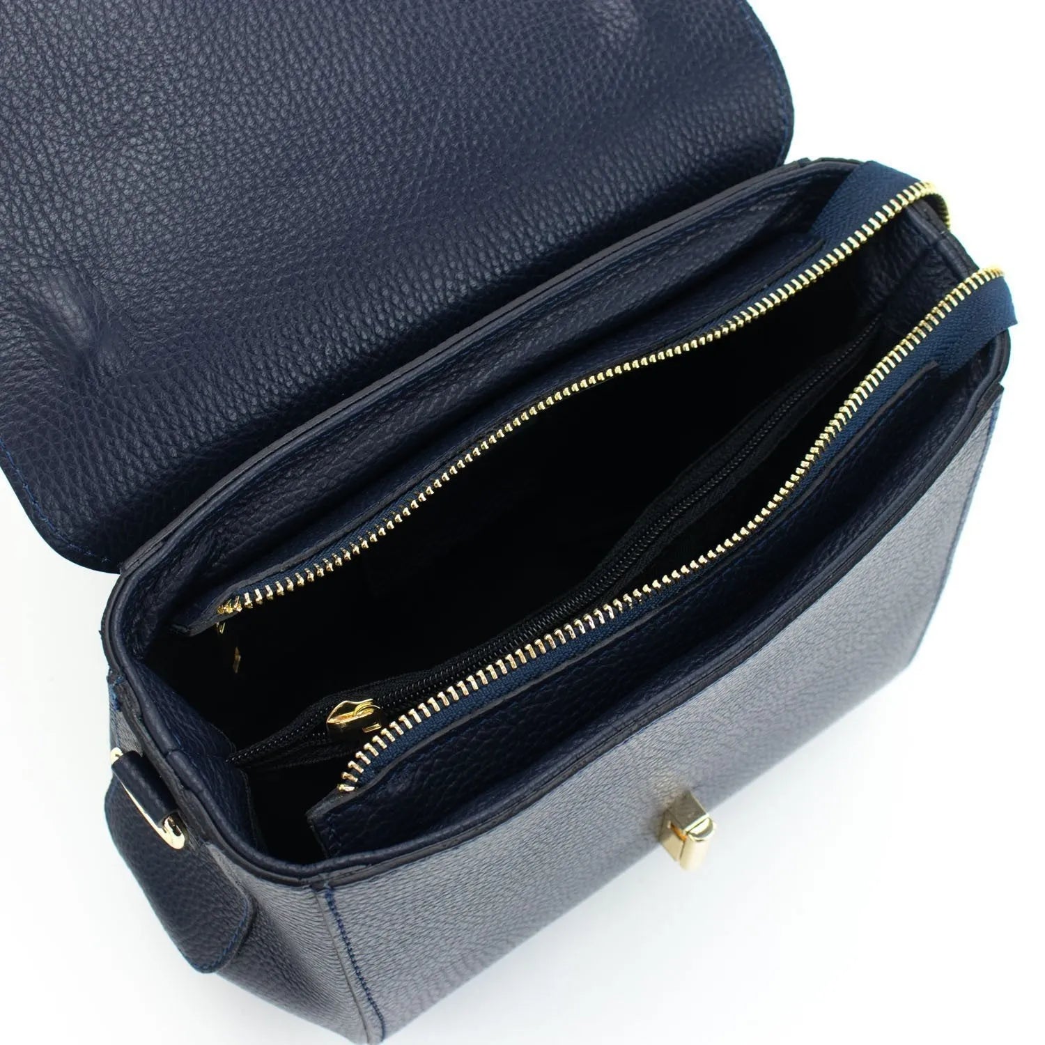 Bolso de Piel Pregato Omega Azul Marino - KimondoShop