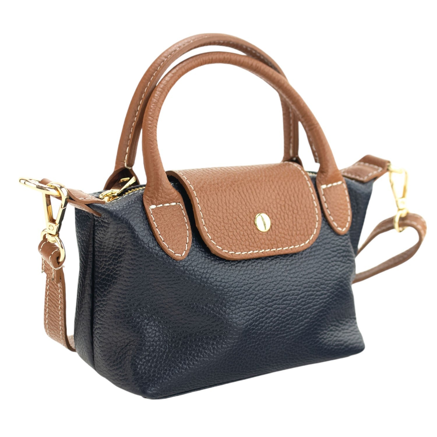 Bolso de Piel Pregato Piuma Azul marino - KimondoShop