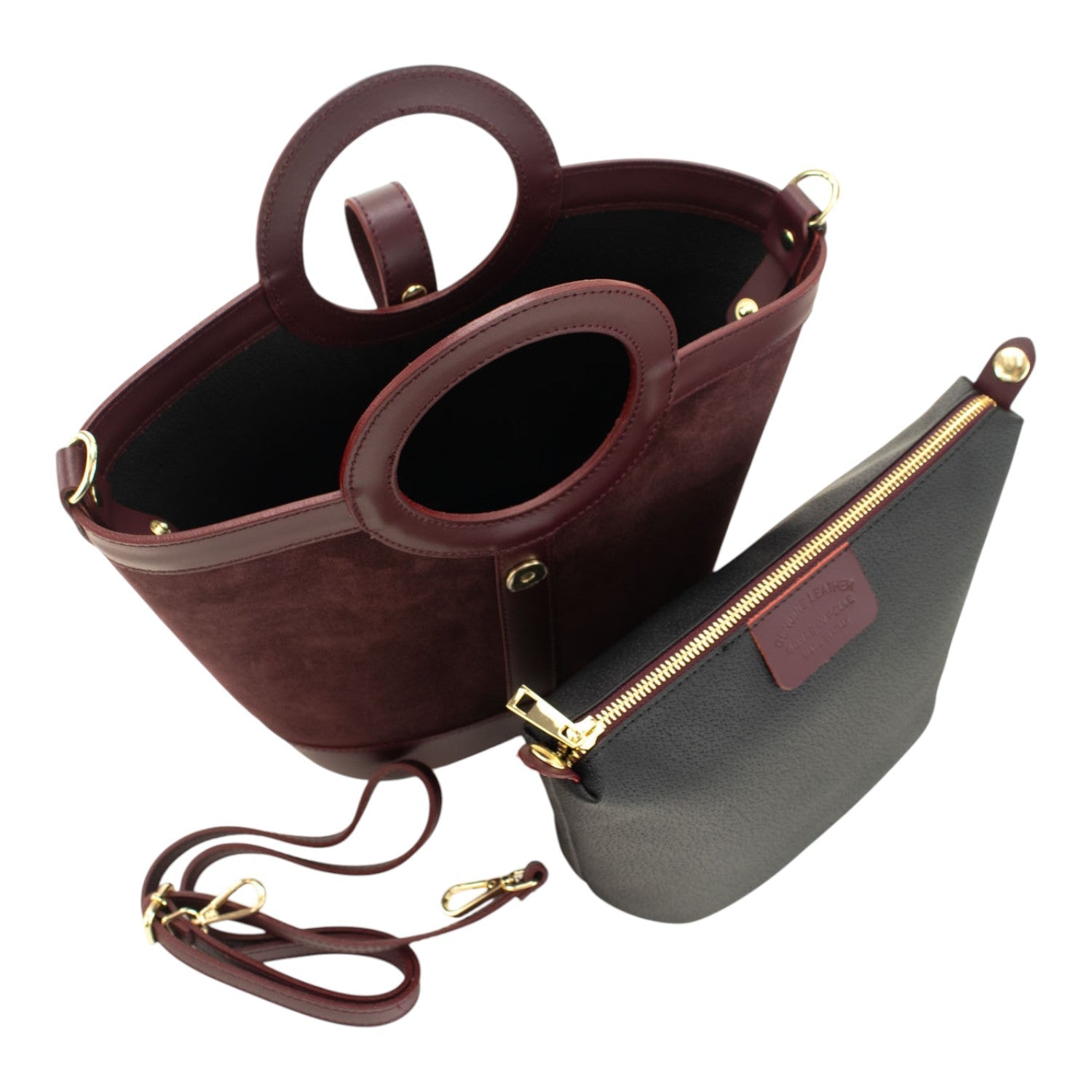 Bolso en piel Pregato Armonia Ante Burdeos - KimondoShop