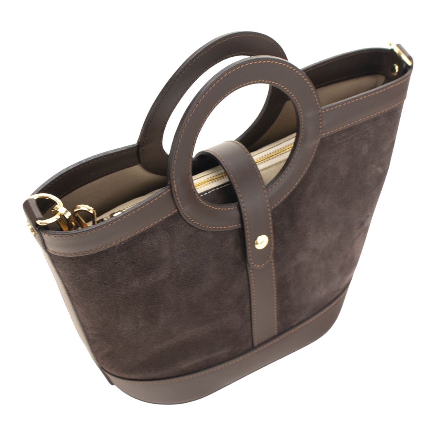 Bolso en piel Pregato Armonia Ante Chocolate - KimondoShop