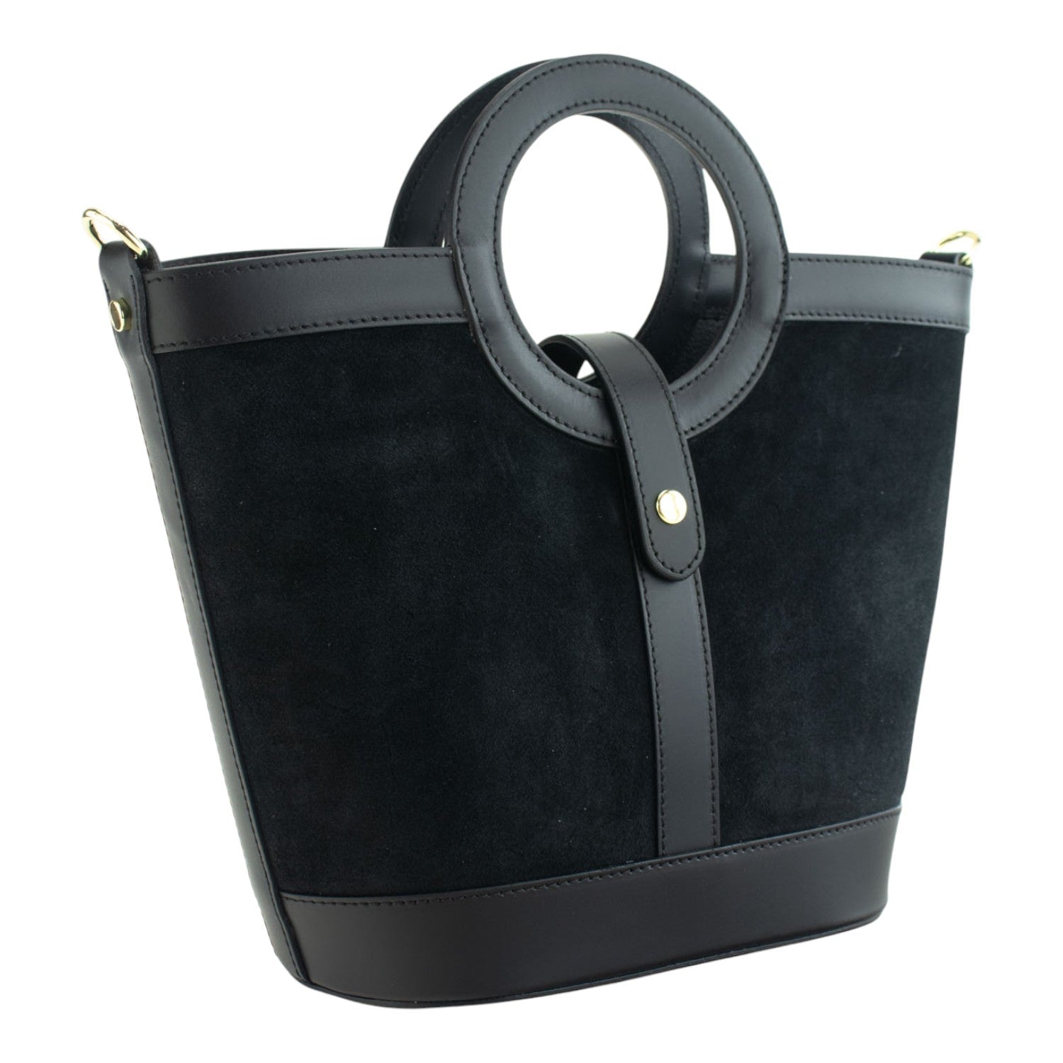 Bolso en piel Pregato Armonia Ante Negro - KimondoShop