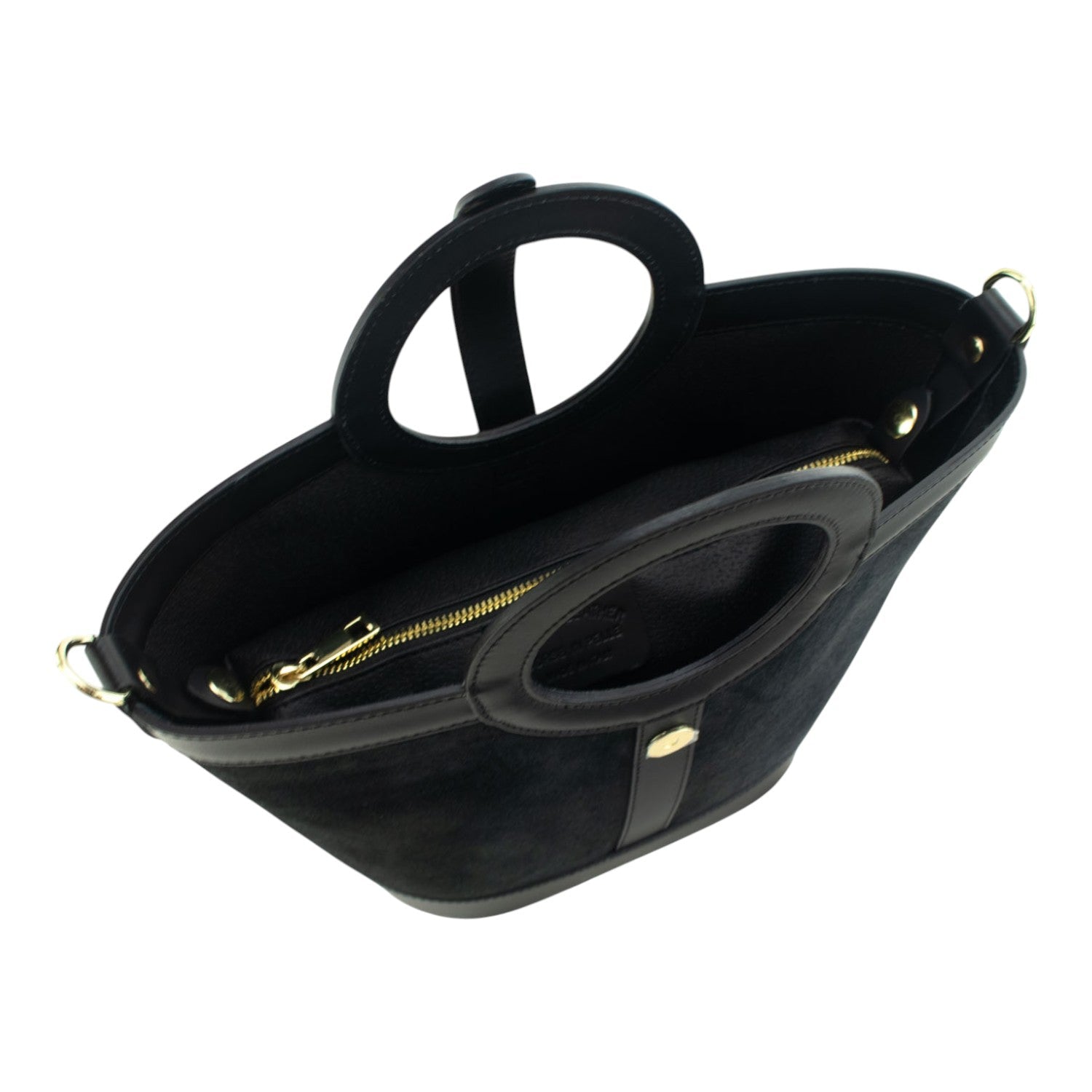 Bolso en piel Pregato Armonia Ante Negro - KimondoShop