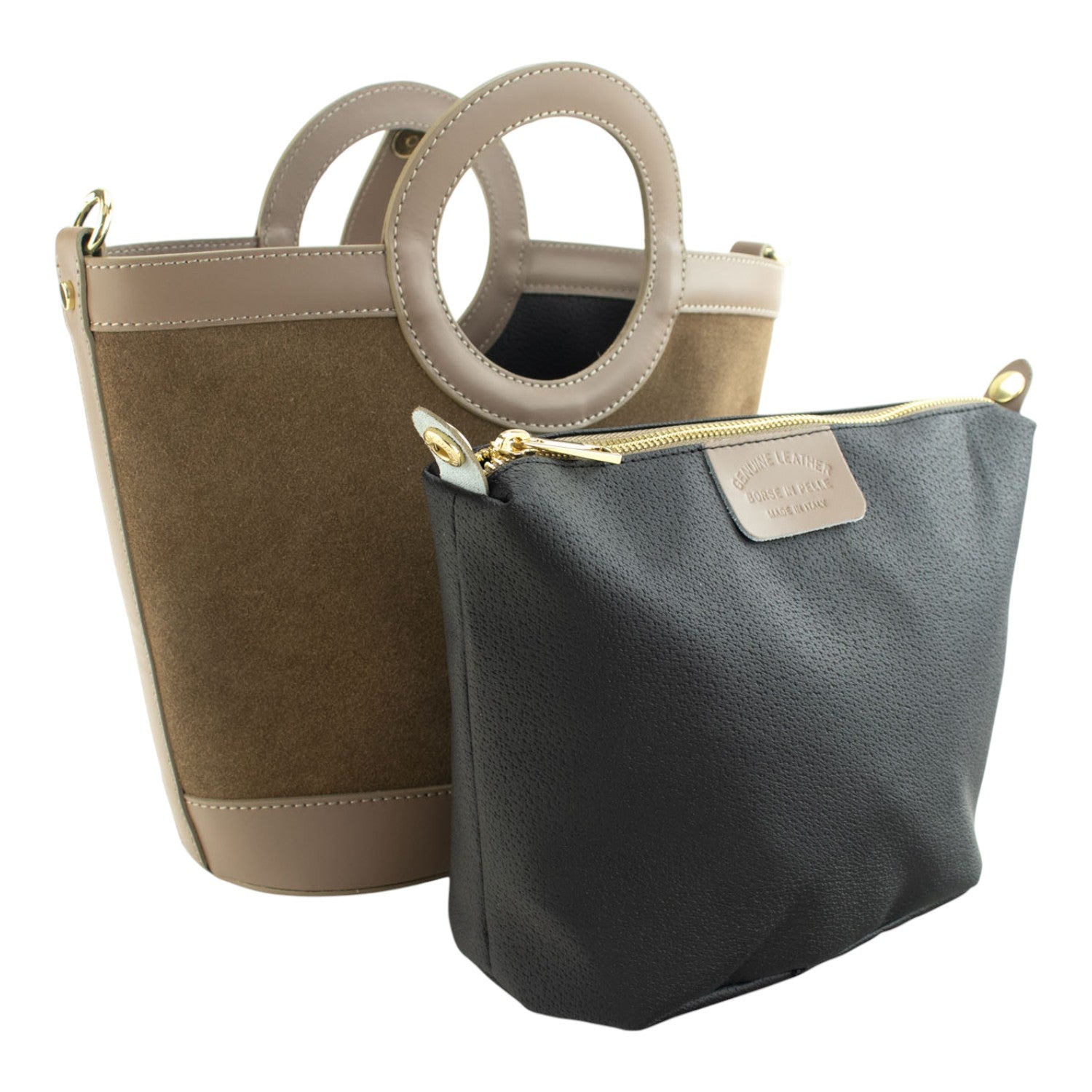Bolso en piel Pregato Armonia Ante Taupe - KimondoShop