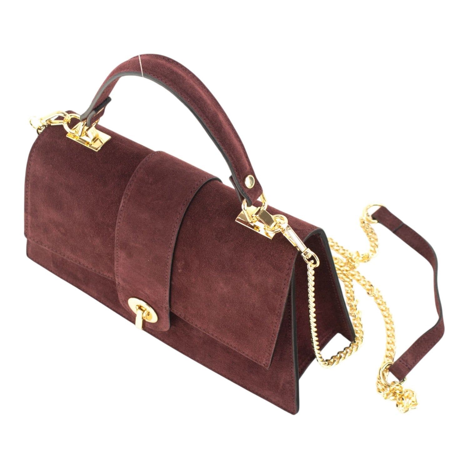 Bolso en piel Pregato Camelia Ante Burdeos - KimondoShop