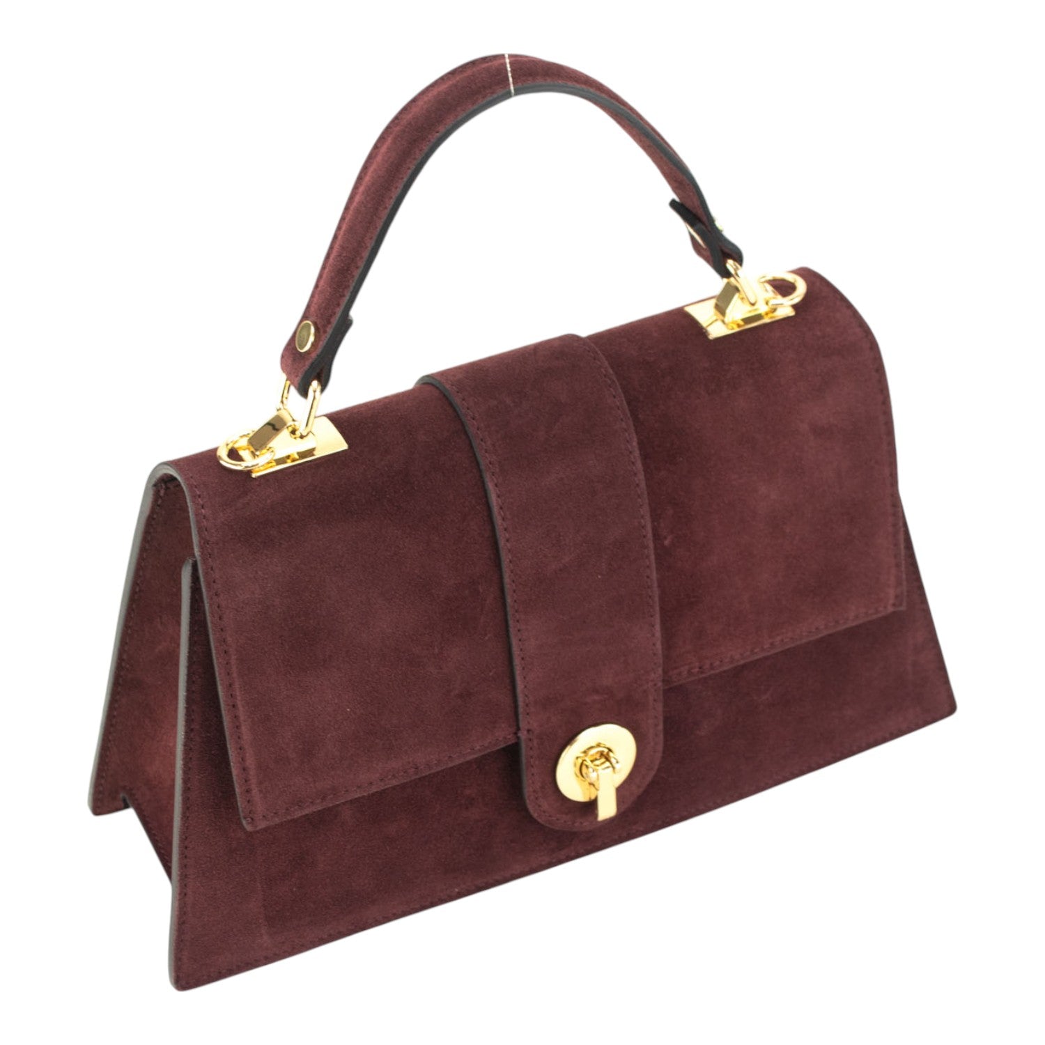 Bolso en piel Pregato Camelia Ante Burdeos - KimondoShop