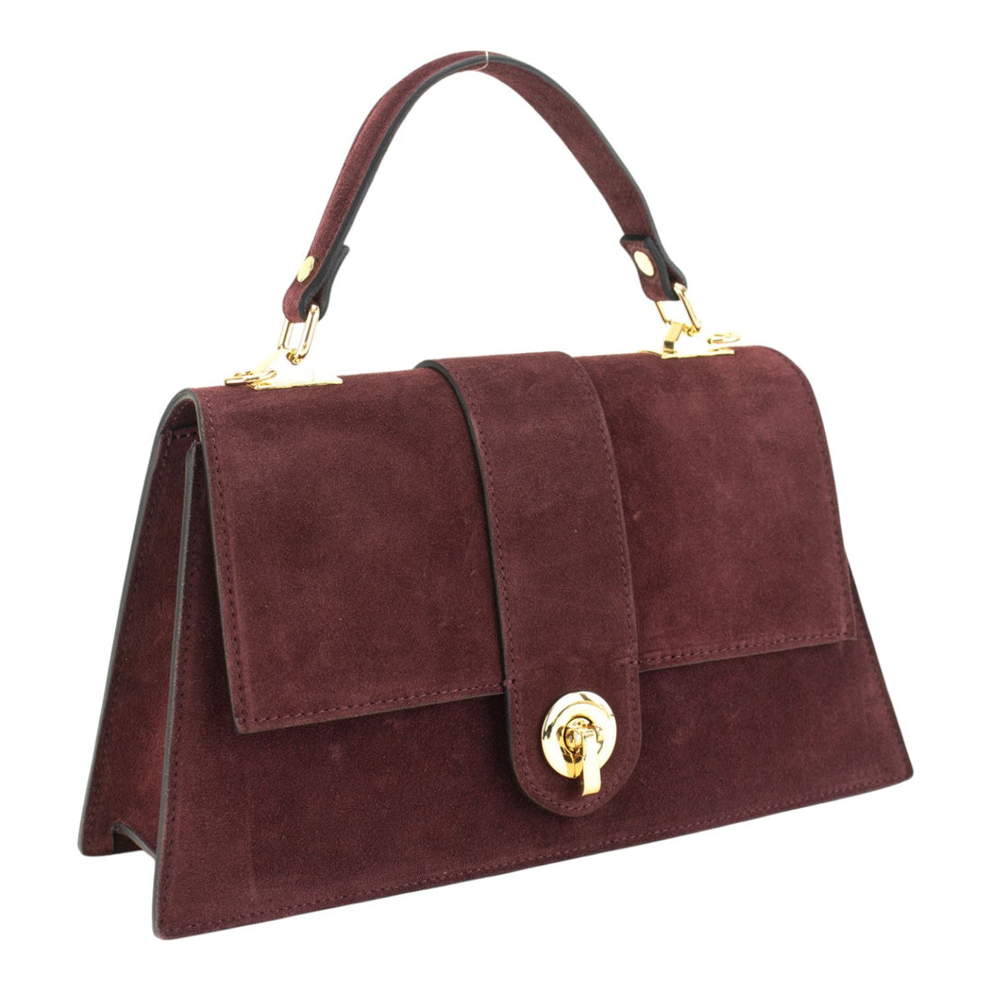 Bolso en piel Pregato Camelia Ante Burdeos - KimondoShop