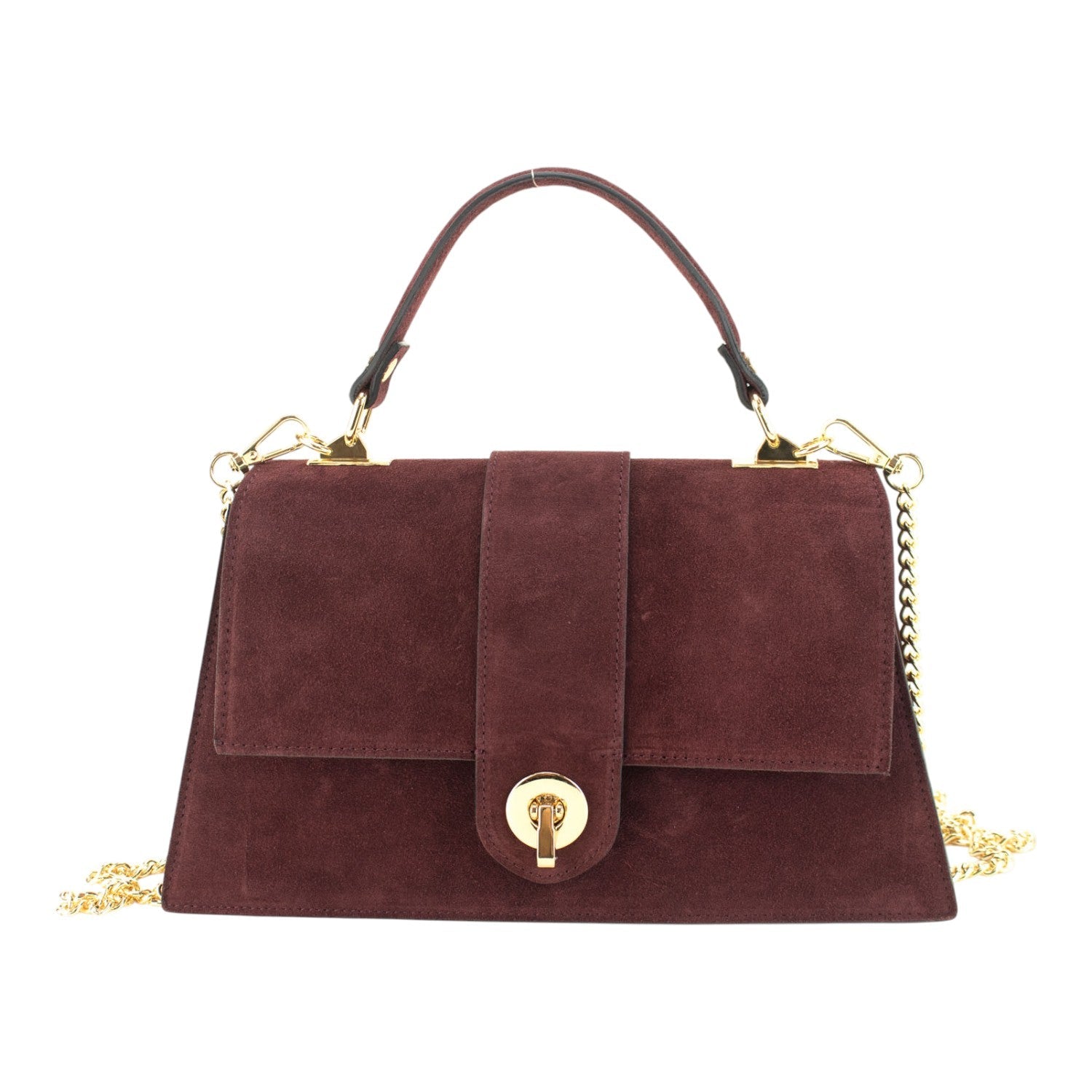 Bolso en piel Pregato Camelia Ante Burdeos - KimondoShop