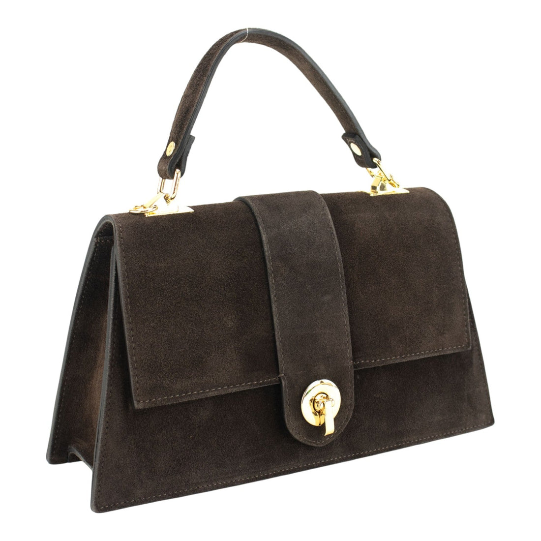 Bolso en piel Pregato Camelia Ante Chocolate - KimondoShop