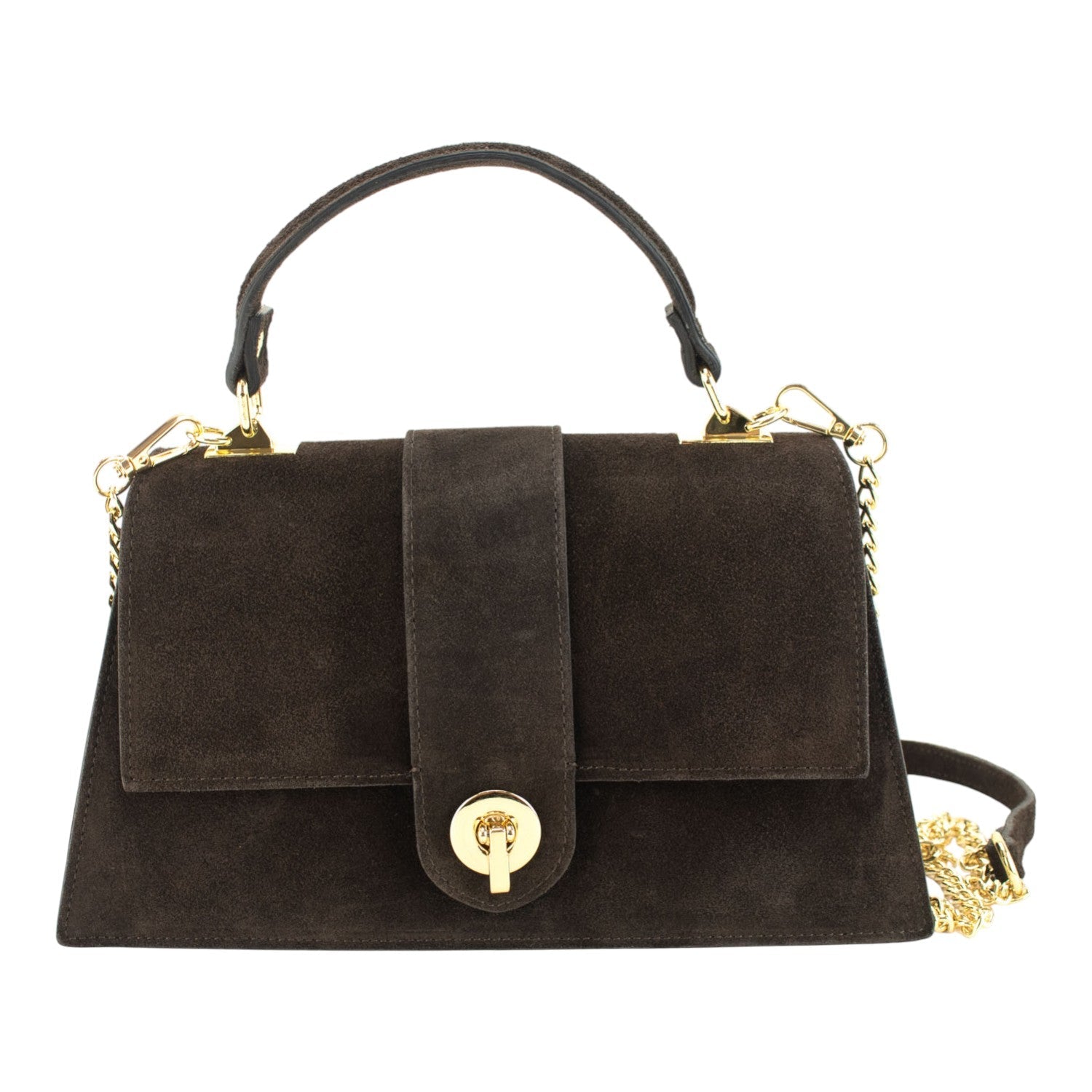 Bolso en piel Pregato Camelia Ante Chocolate - KimondoShop