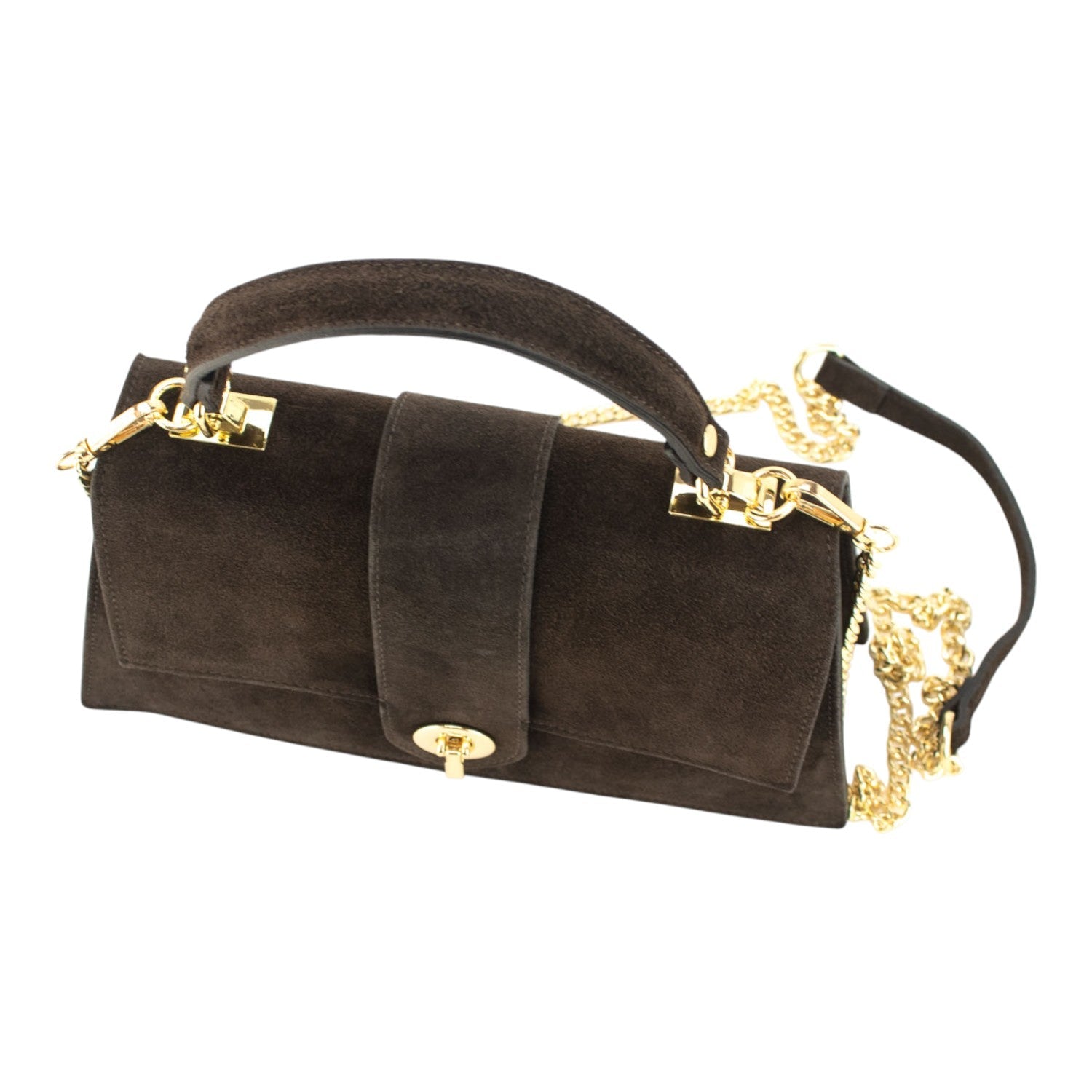 Bolso en piel Pregato Camelia Ante Chocolate - KimondoShop