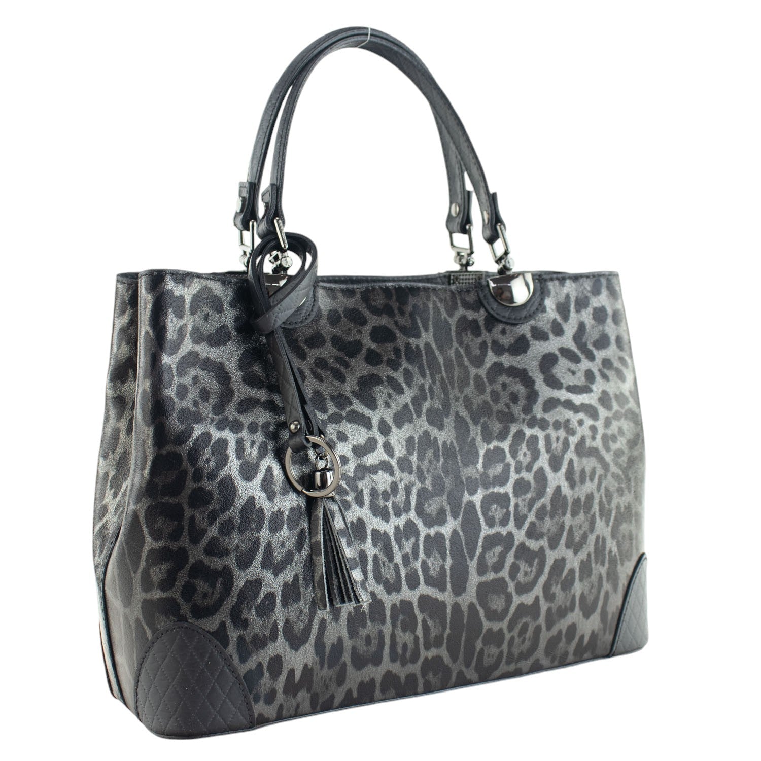 Bolso en piel Pregato Eleganza Black Leopard - KimondoShop