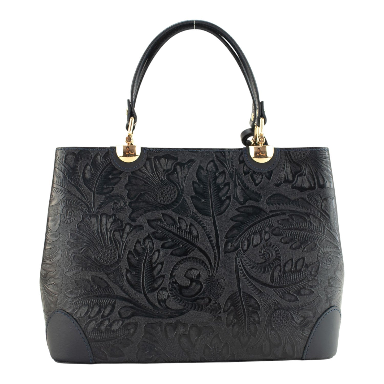 Bolso en piel Pregato Eleganza Grabado Azul marino - KimondoShop