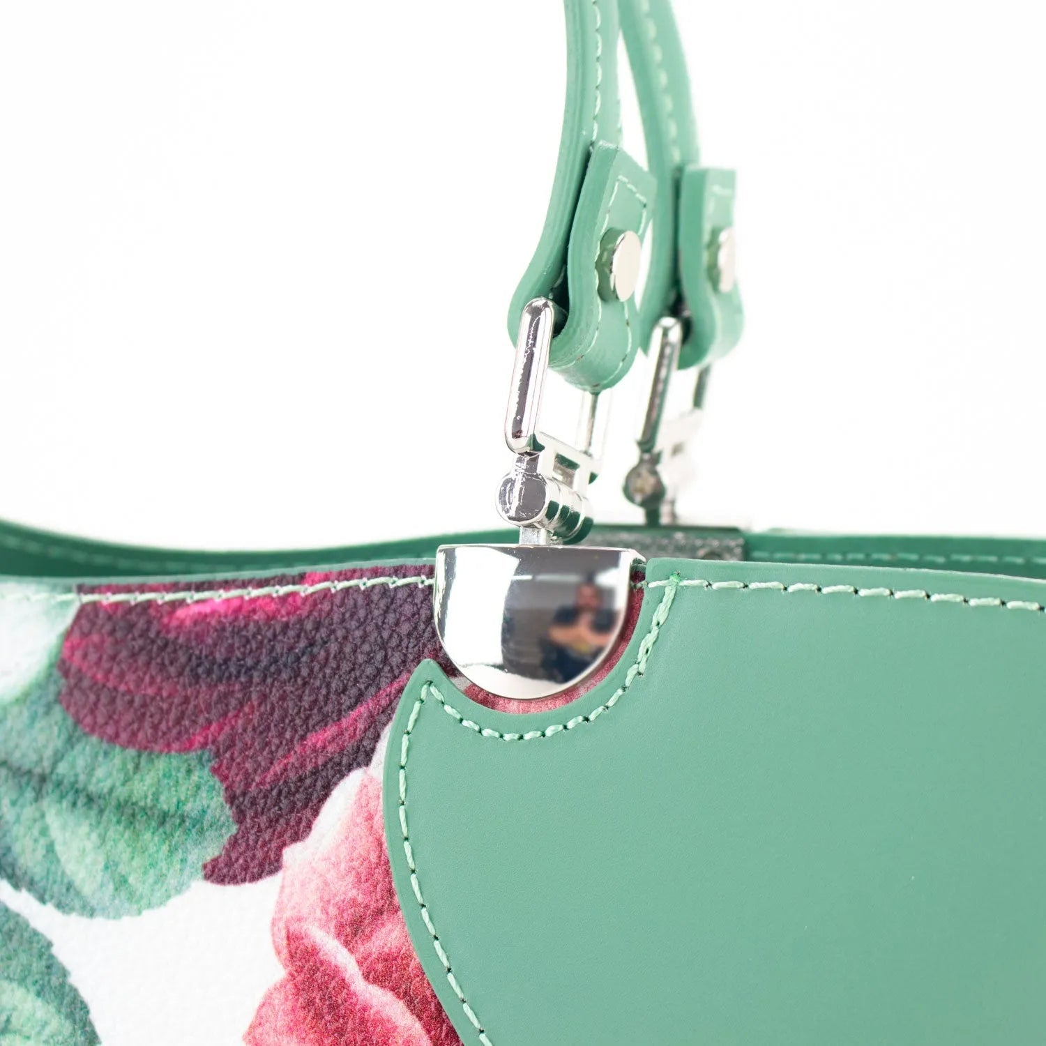 Bolso en piel Pregato Eleganza Li Flores verdes - KimondoShop