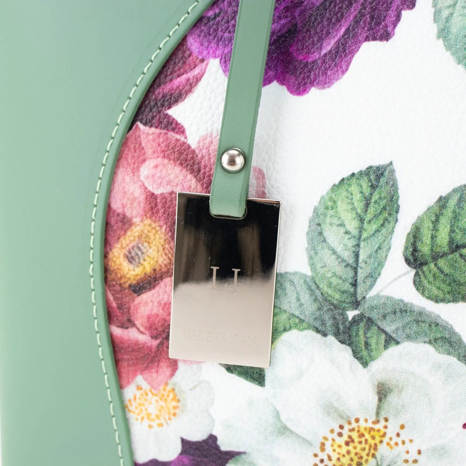 Bolso en piel Pregato Eleganza Li Flores verdes - KimondoShop