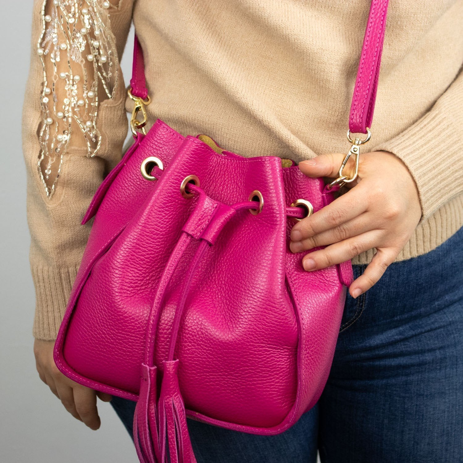 Bolso en Piel Pregato Laguna Fucsia - KimondoShop