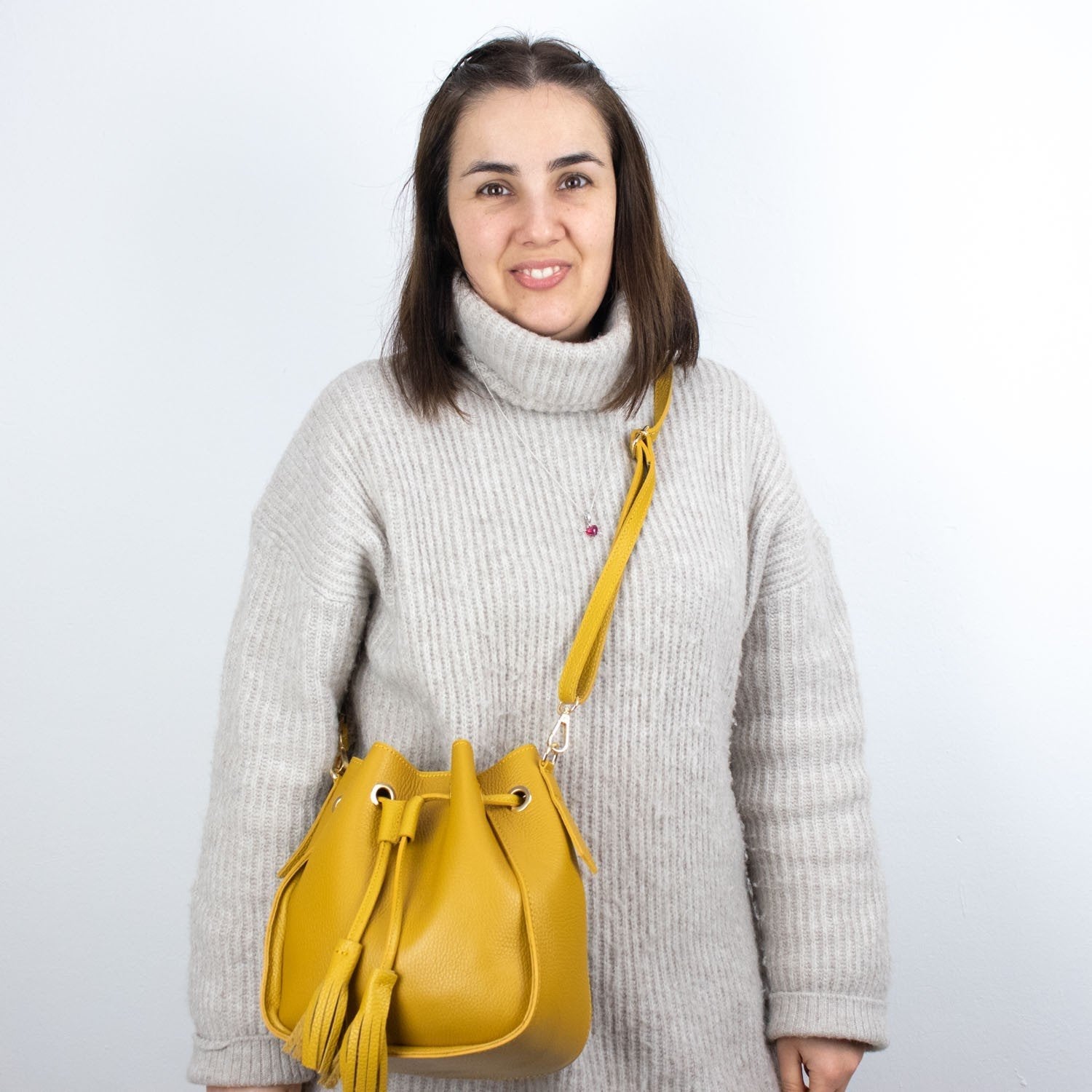 Bolso en Piel Pregato Laguna Mostaza - KimondoShop