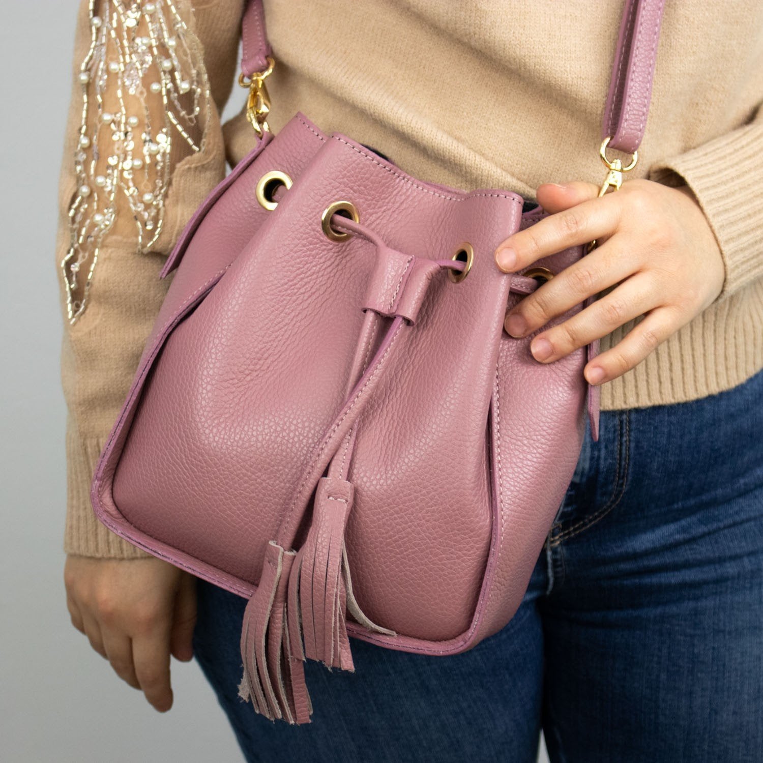 Bolso en Piel Pregato Laguna Rosa Polvo - KimondoShop