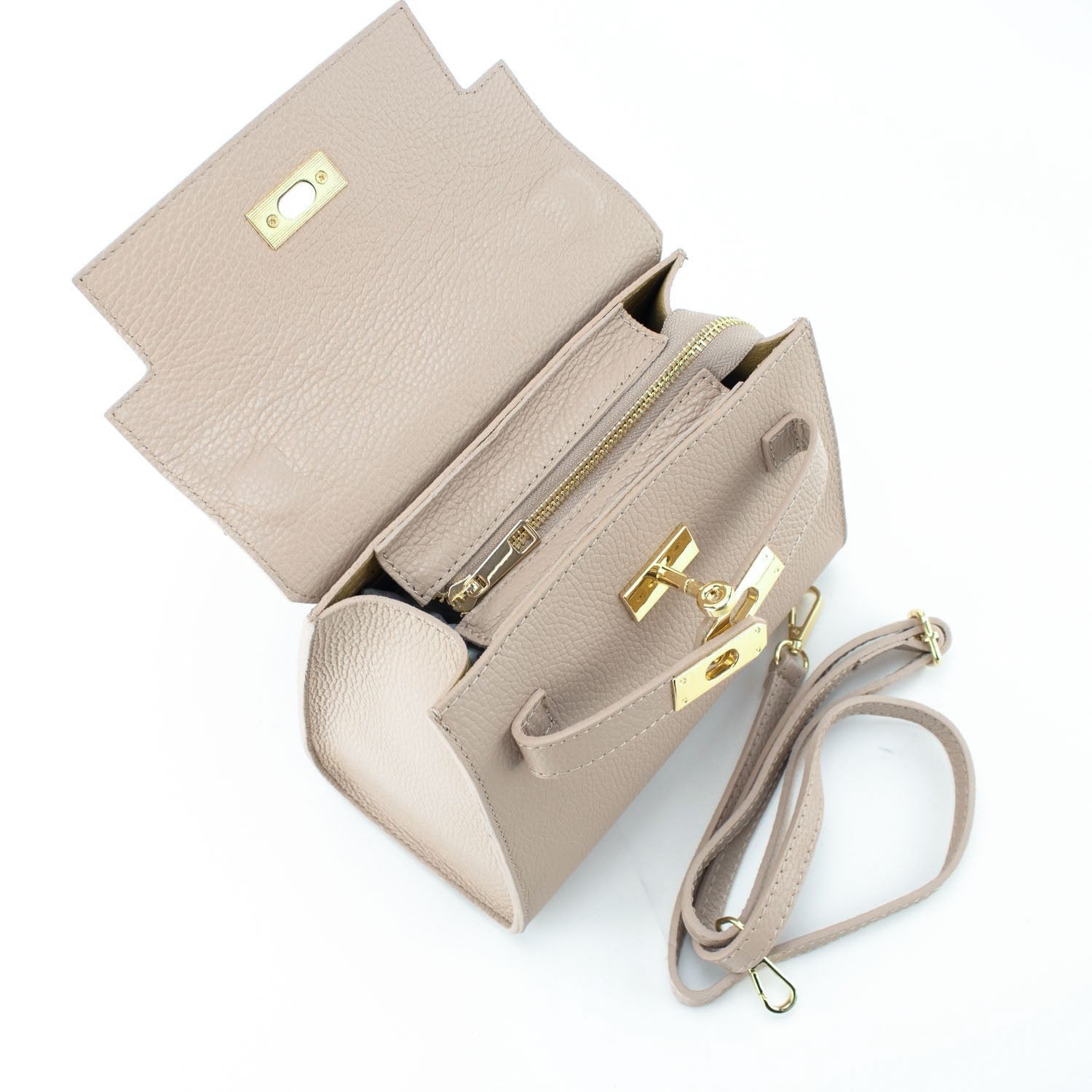 Bolso en Piel Pregato Latenza Beige - KimondoShop