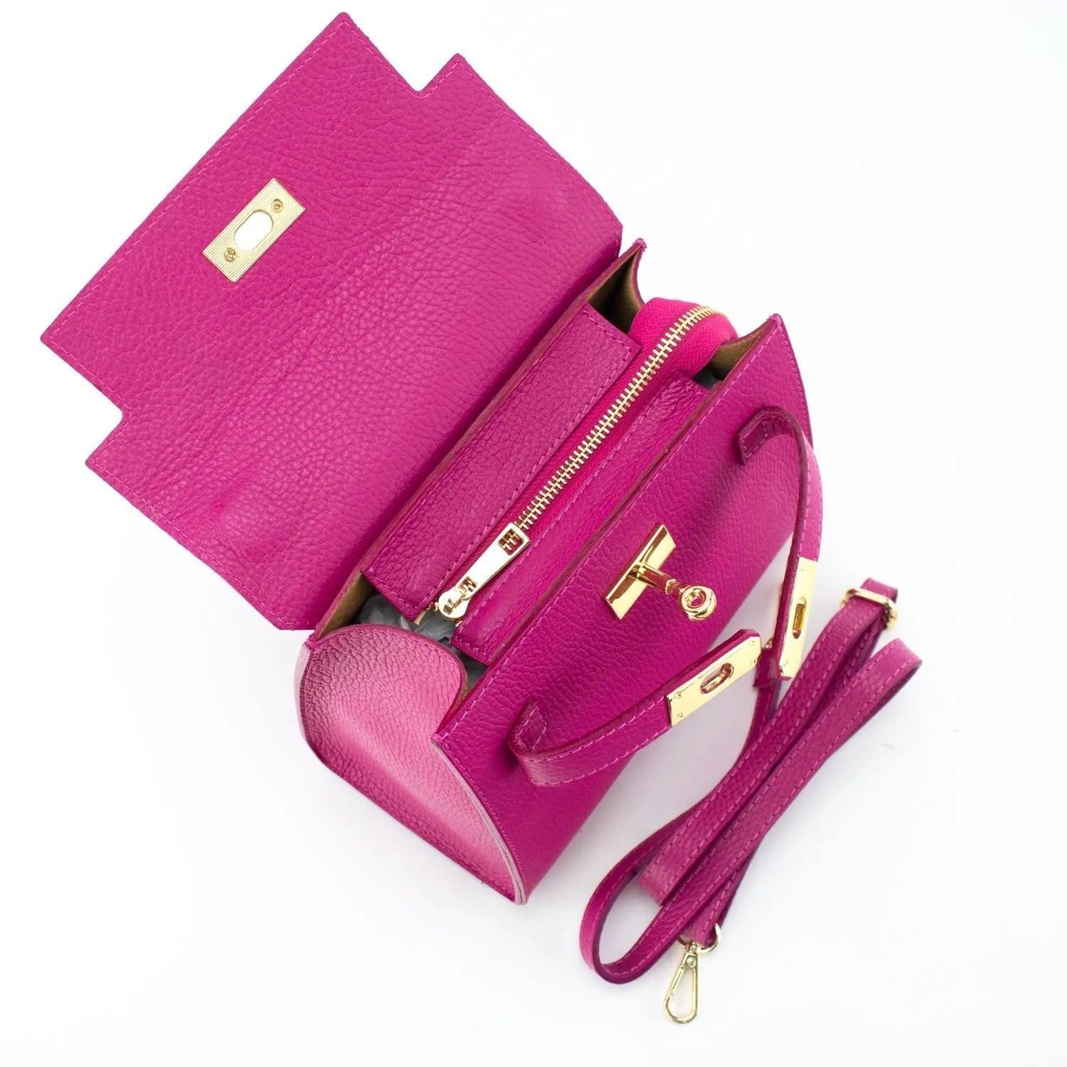 Bolso en Piel Pregato Latenza Fucsia - KimondoShop