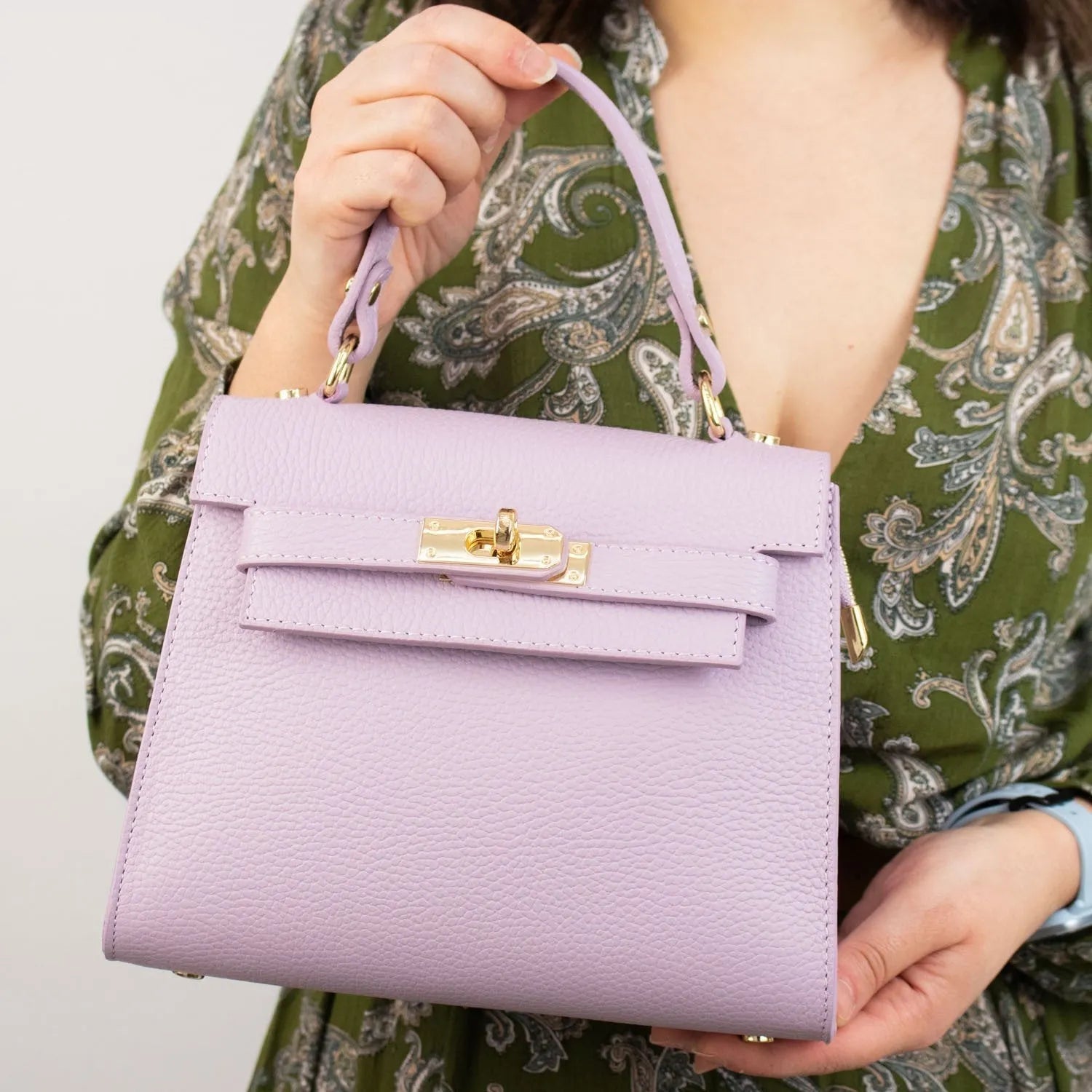 Bolso en Piel Pregato Latenza Malva - KimondoShop