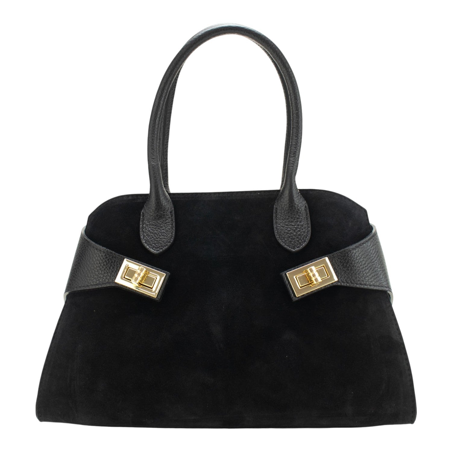 Bolso en piel Pregato Milano Ante Negro - KimondoShop