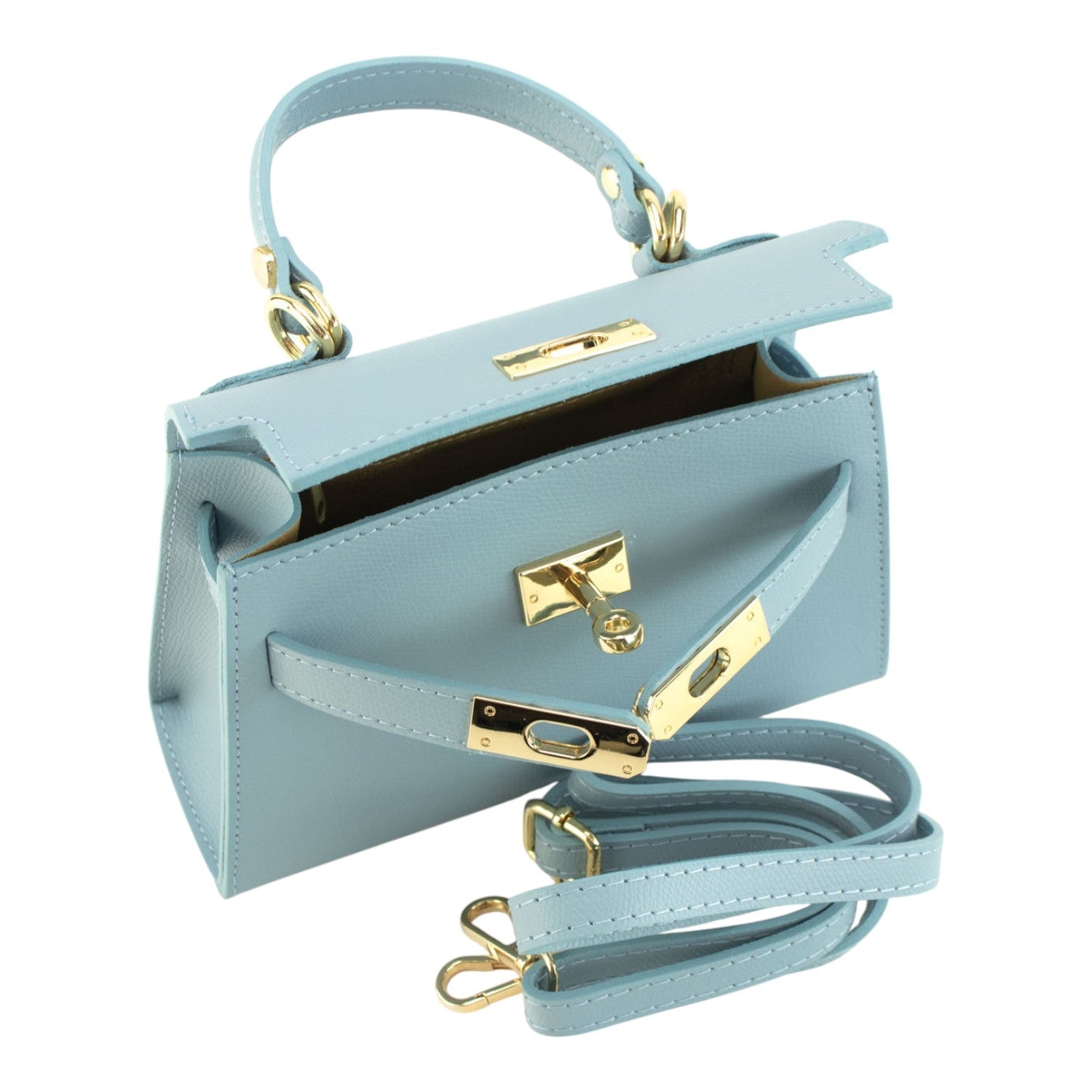 Bolso en Piel Pregato mini Latenza Azul cielo - KimondoShop