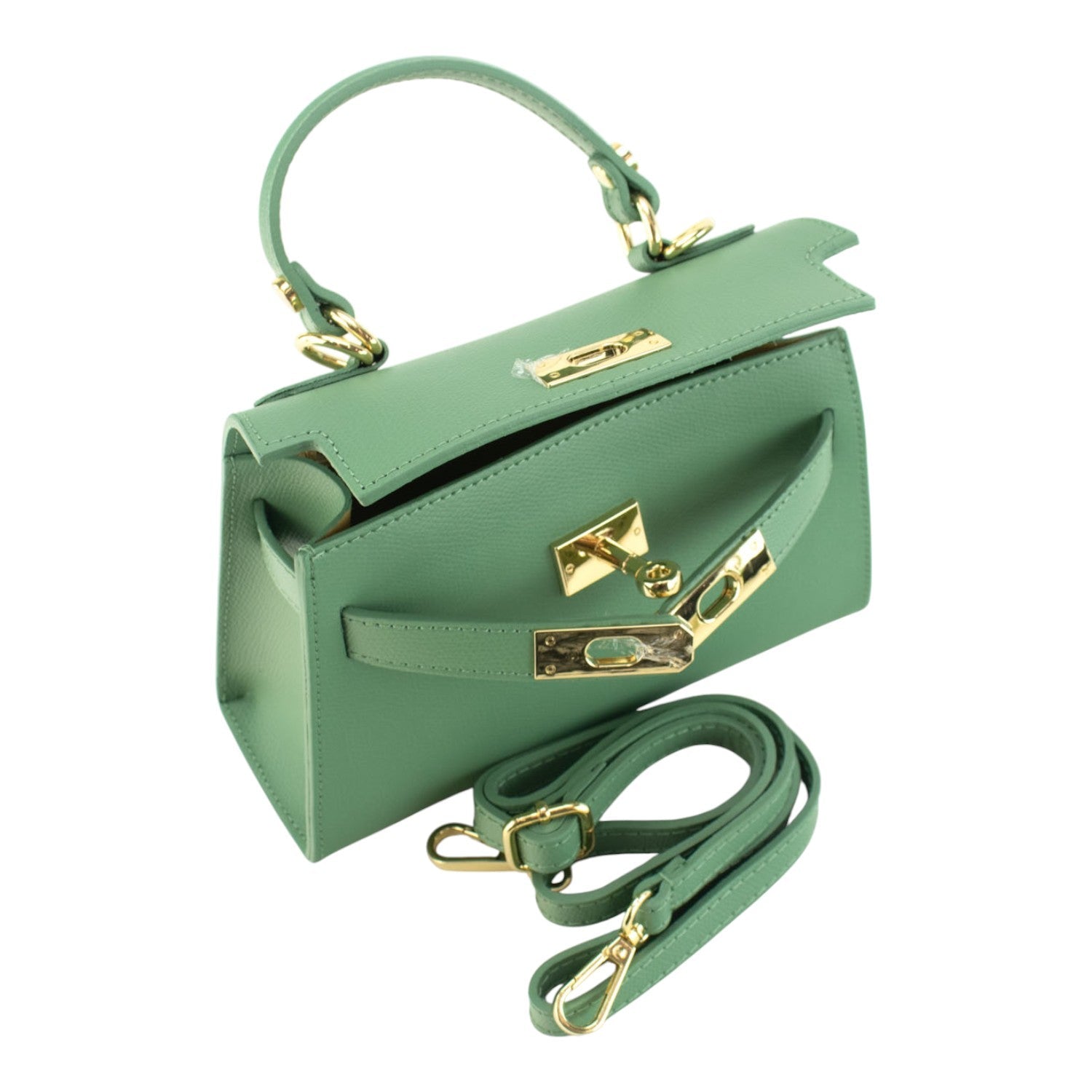 Bolso en Piel Pregato mini Latenza Verde Aguamarina - KimondoShop